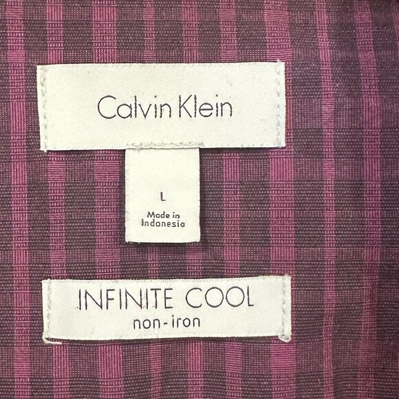 CALVIN KLEIN Infinite Cool NoIron Long Sleeve Plaid Button Down Shirt Size Large - Picture 9 of 10